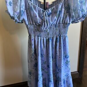 Altar'd State Blue Floral Smocked Dress